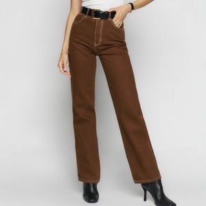 Size 29 Reformation Cowboy Chocolate Brown Straight Jeans, NWT